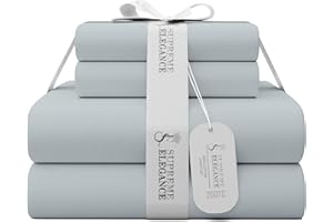 SUPREME ELEGANCE King Soft Gray 100% Cotton Sheet Set, Lightweight & Breathable, 4Pc Cool & Crisp Percale Bedding Set with Deep Pocket (1 Flat Sheet, 1 Fitted Sheet, 2 Pillowcases)
