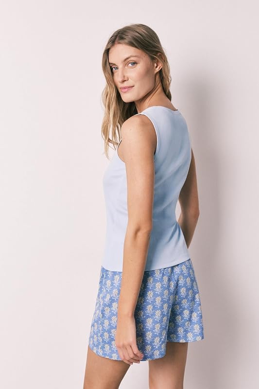 Straps Short Pant Pyjama Daily Folk Blue Iris