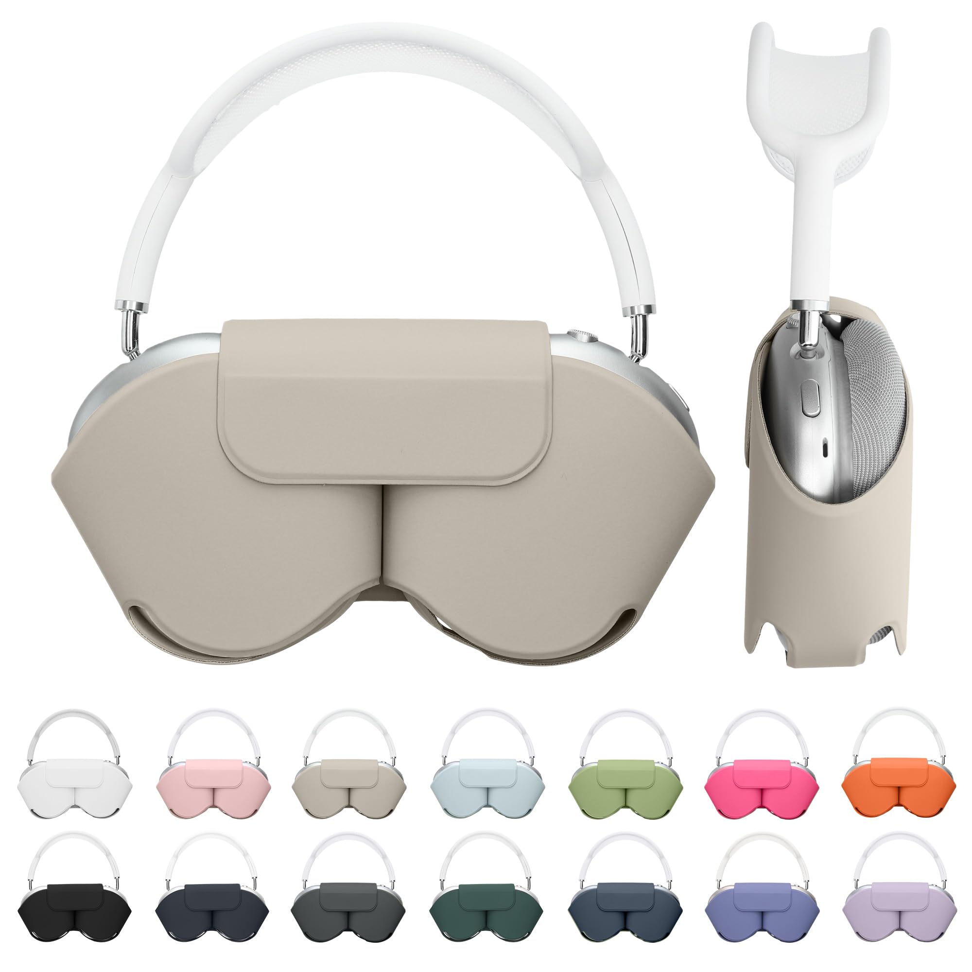 kwmobile Cover for Apple AirPods Max/AirPods Max 2 Case - Sleep Mode Compatibility - Polyester Case for Headphones - Light Grey