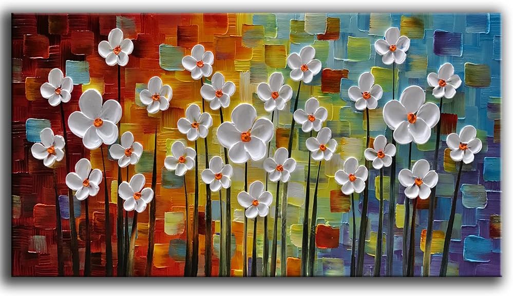 Paintings - YaSheng Art - 100% Hand painted Art Beautiful colorful Oil Paintings On Canvas Abstract Art Texture Flowers Paintings Home Interior Decor Picture Canvas Wall Art Painting (24x48inch)