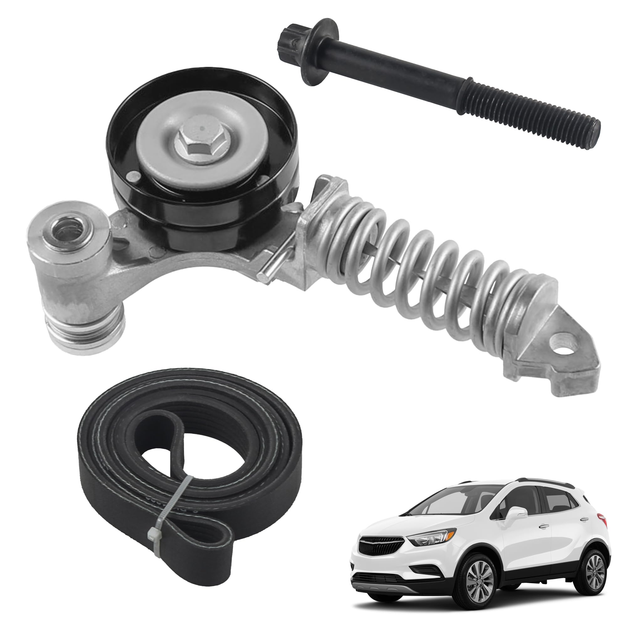 Photo 1 of YzusGomumu Engine Serpentine Drive Belt Kit with Tensioner and Bolt Compatible with 2013-2021 Buick Encore Chevy Sonic Trax L4 1.4L Replaces 25195388 55565236 55352021