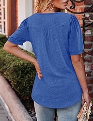 KISSMODA Women's Tunic Tops Casual V Neck Short