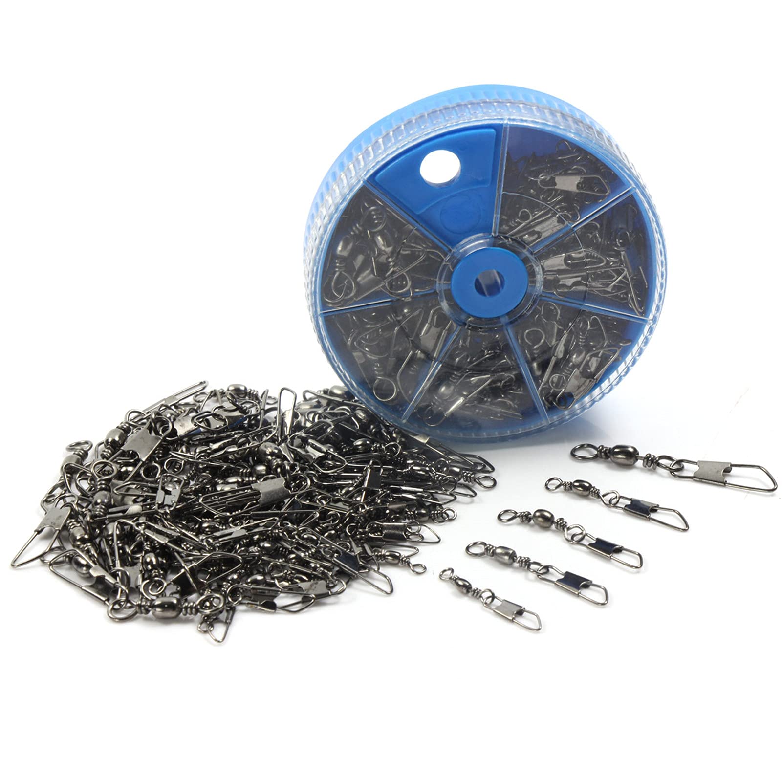 Croch 100Pcs Barrel Swivel with Safty Snap Connector Fishing #14, 12, 10, 8, 6, 4, 2