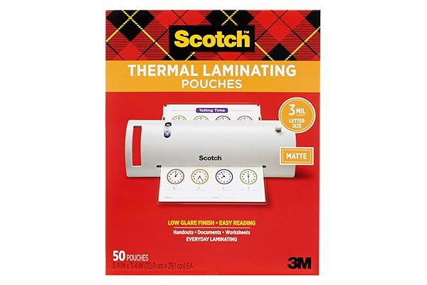SCOTCH MATTE THERMAL LAMINATING POUCHES, ULTRA CLEAR WITH...