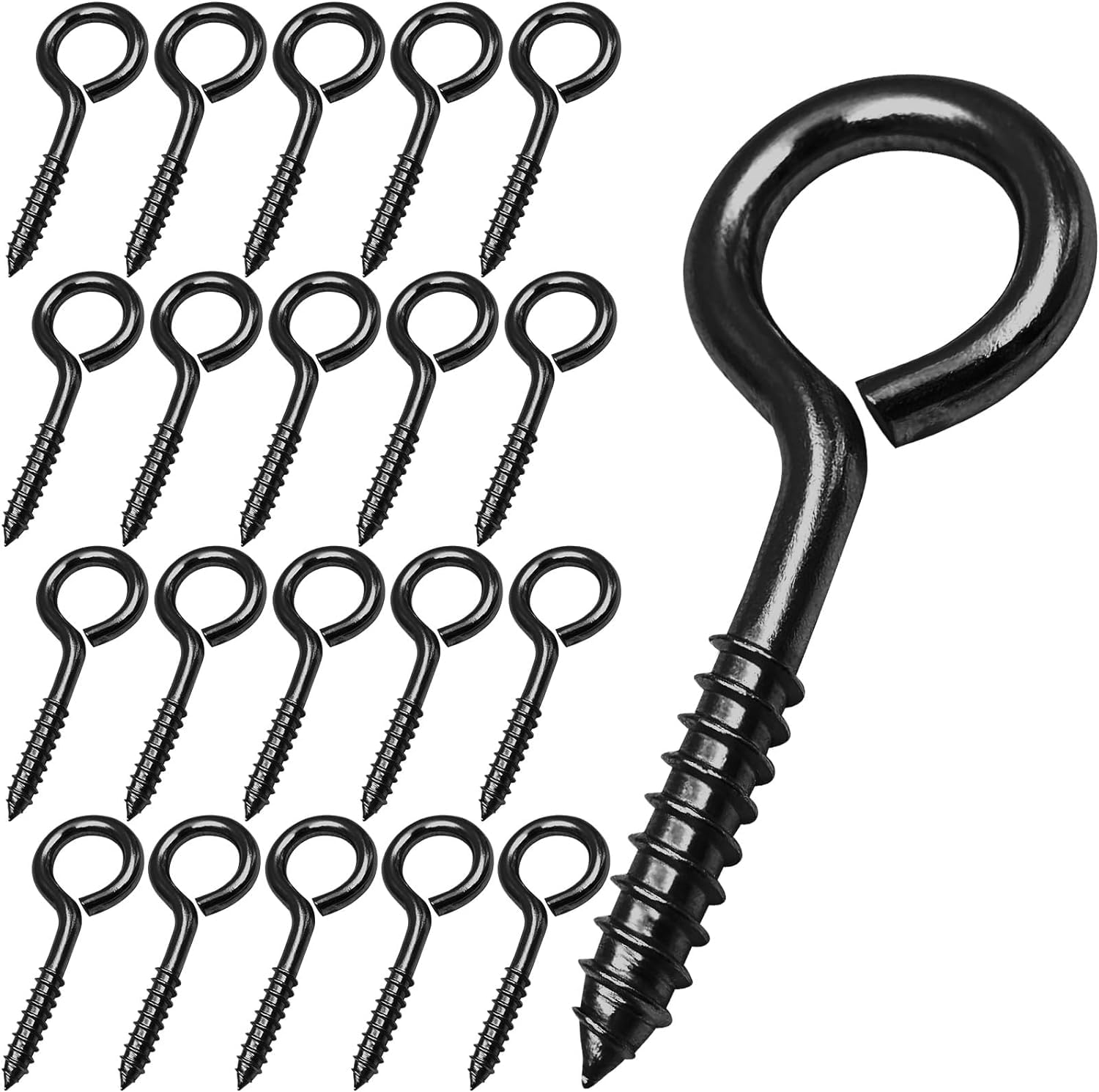 FFWHKON Eye Bolts Screw in Heavy Duty, 20 Pcs 2.5 Inch Sturdy Stainless Steel Eye Hooks, Anti-Rust Self Tapping Eyelet Screws for Securing Cables Wires, Hanging Lights, Indoor & Outdoor Use