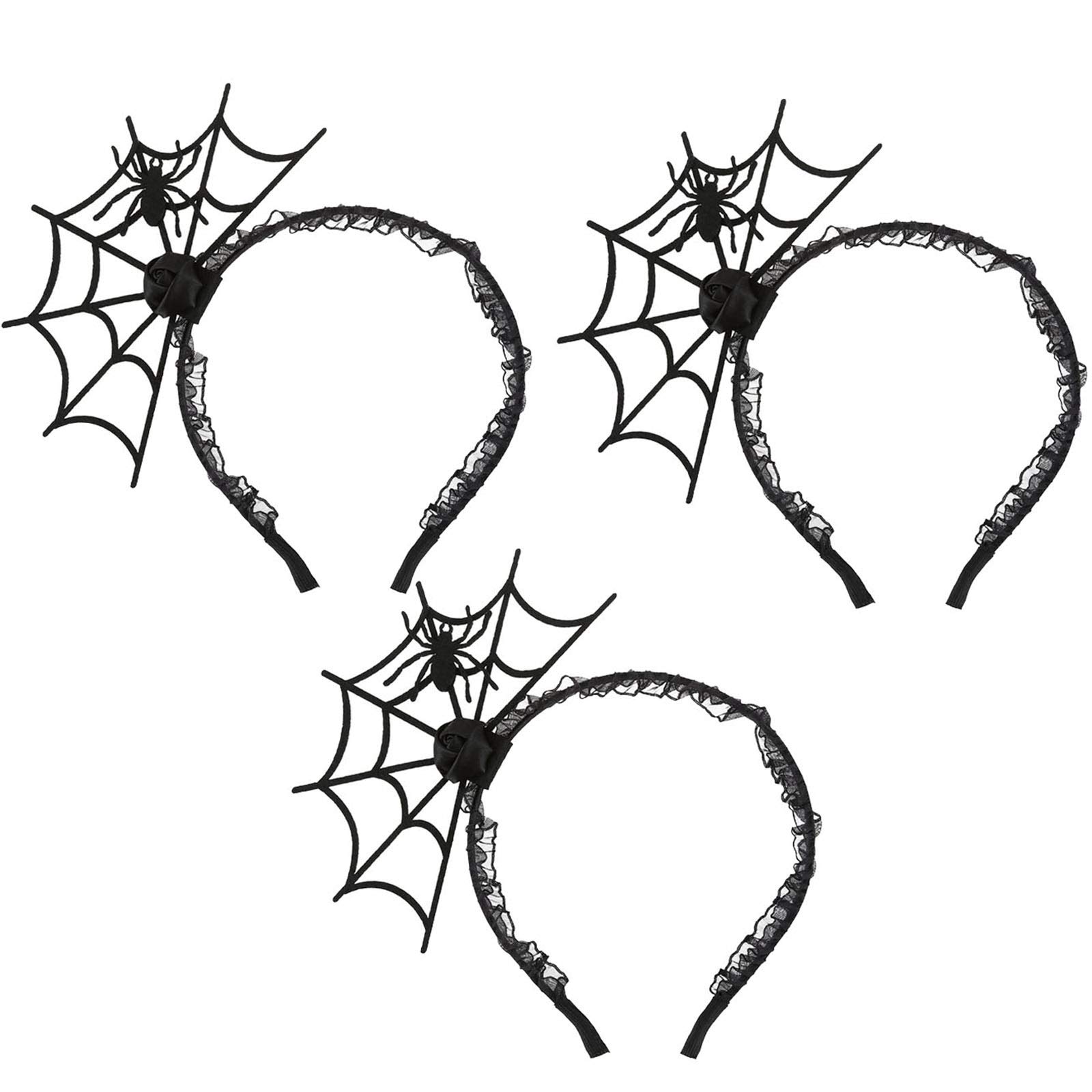 Golden Apple 3PCS Halloween Spider Web Headbands Cosplay Party Hairband Dress Up Hair Accessories (3PCS Spider Web Headbands)