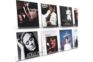 Gotega 8 Pack Vinyl Record Shelf Wall Mount, 12 inch Album Record Holder Display, Clear Acrylic Floating Shelves for Wall, Suitable for Bedroom, Living Room, Magazine Shelf, Kids Bookshelf, etc