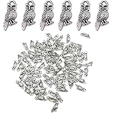 vokoko 100Pcs Owl Charms Antique Silver Owl Charms for Jewelry Making Metal Beads Pendants for Bracelet Keychain Necklace DIY Craft