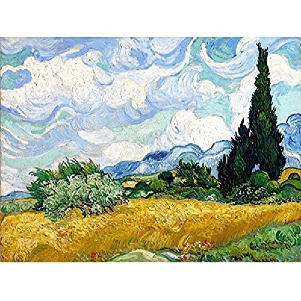 Vincent Van Gogh Wheat Field With Cypresses Art Print Canvas Premium Wall Decor Poster Mural