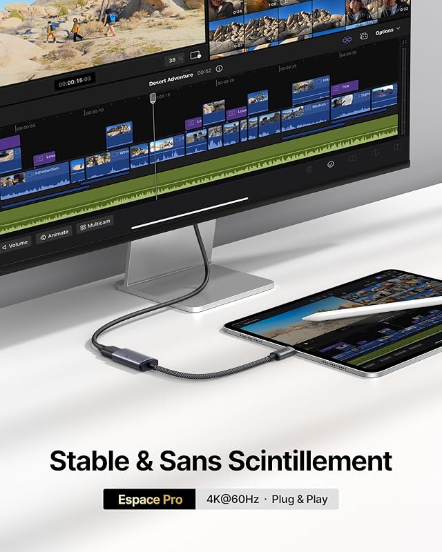 Adaptateur USB C vers HDMI, Certifié HDMI Officiel 4K@60Hz