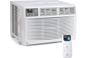 SUNVASAGOO 8000 BTU Window Air Conditioner, Up to 550 Sqf, Optional Wifi Control, Three Fan Speeds,Auto-Restart, Self-Evaporation, Sleep Mode, 24H Timer, Intuitive Mechanical Controls, White