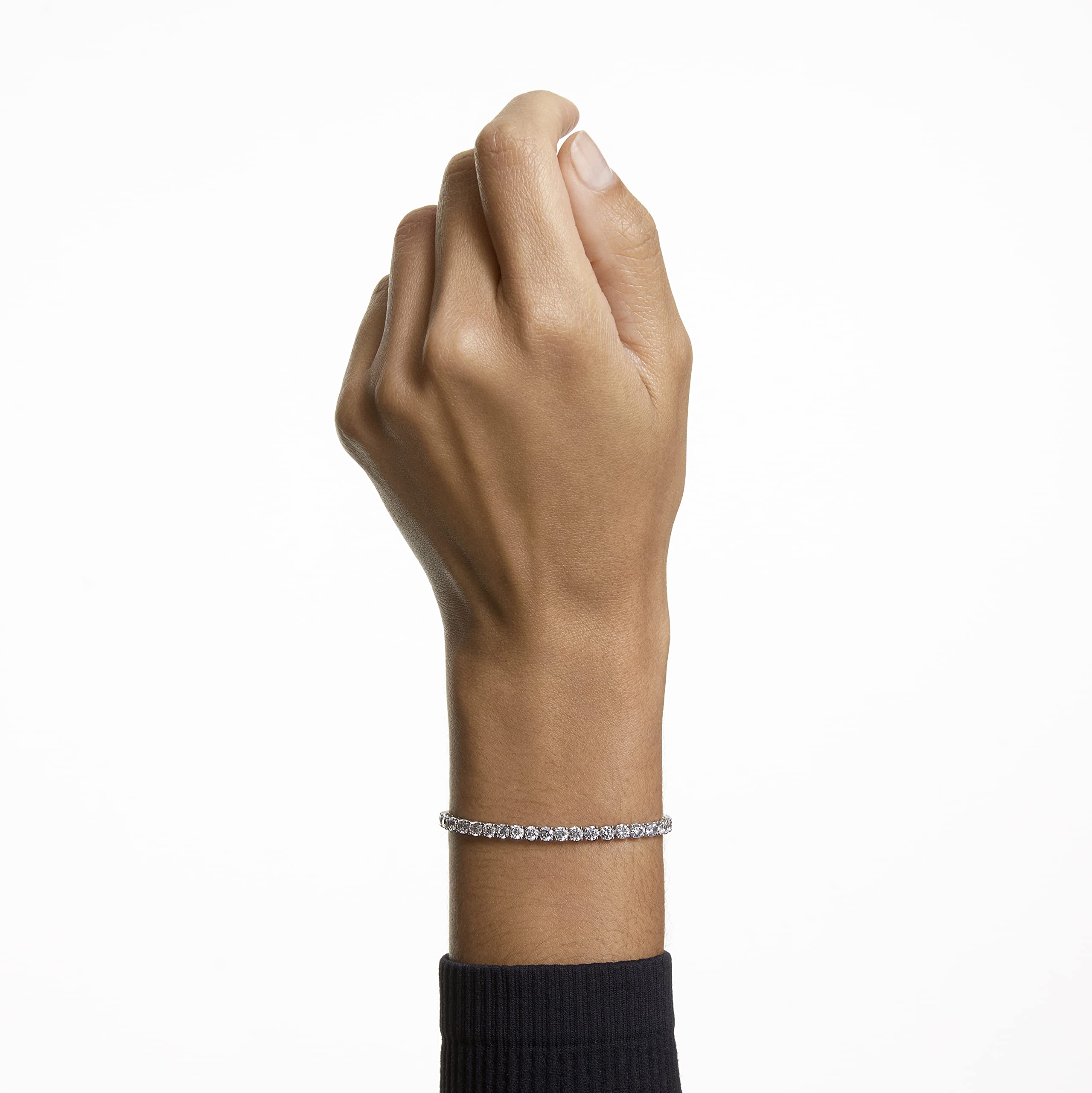 SWAROVSKI Women's Tennis Deluxe Bracelet, White, Rhodium plated