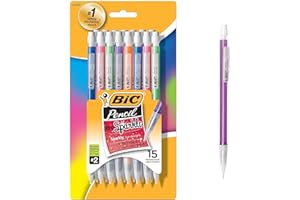 BIC Xtra-Sparkle Number 2 Mechanical Pencils With Erasers, Medium Point (0.7mm), 15-Count Pack, Cute Mechanical Pencils for Girls, Boys and Adults