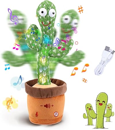 ARIEL-GXR Dancing Cactus Plush Toy Singing Talking Interactive Safe USB Charging