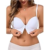 SweatyRocks Women's Front Closure Bandeau Bra Strapless Push Up Underwire Bras