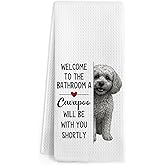 Gnmduw Funny Cavapoo Dog Gifts Hand Towels, Welcome to The Hand Towels for Bathroom, a Cavapoo Will Be with You Shortly Dish Tea Towel for Kitchen Bathroom Decor, Dog Lover Gifts for Women Men, 16x24
