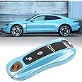 Jaronx Compatible with Porsche Key Fob Cover, Compatible with Porsche Cayenne Panamera Key Fob Cover 2018-2024, for Carrera Taycan Accessories 2020-2024 (Crystal Blue-New)