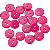 HARFINGTON 20pcs Resin Sewing Button, 12.5mm (1/2-inch) 2 Holes Round Craft Decorative Buttons for Coat, Clothes Holiday Decoration, Rose Red
