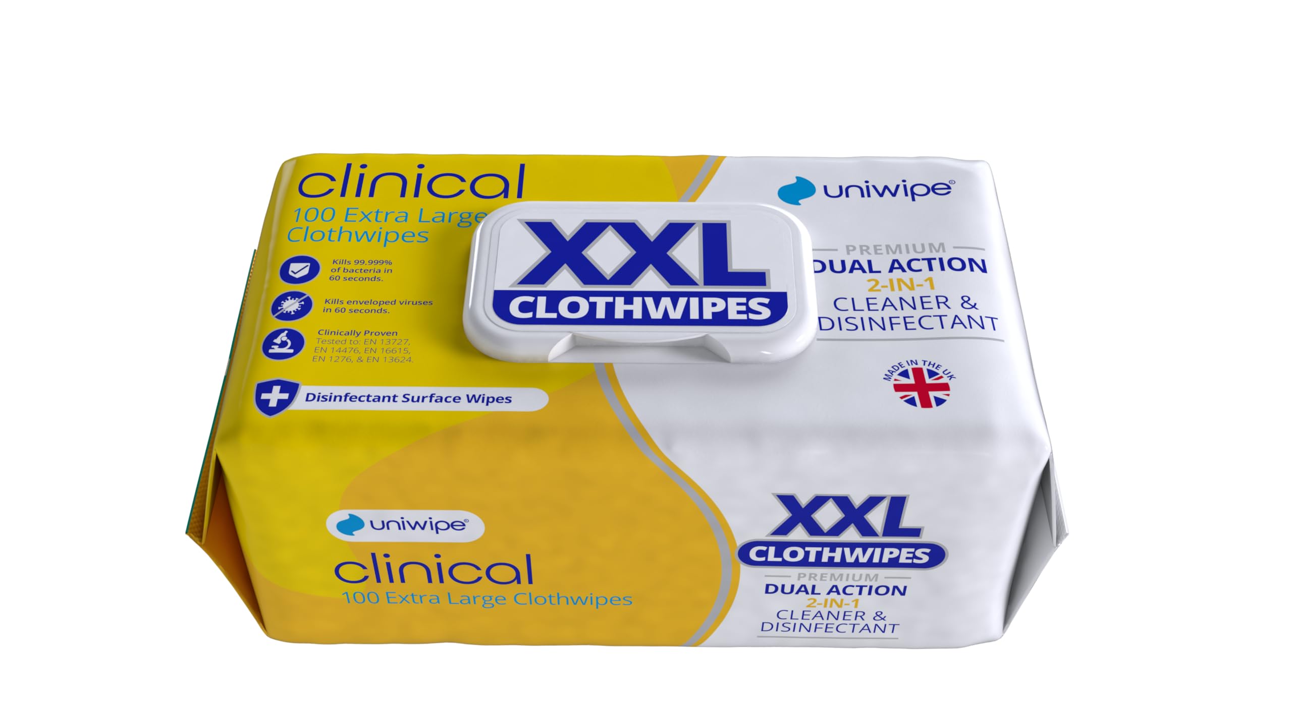 Uniwipe Clinical Sanitising Wipes, 38 cm x 25 cm, Pack of 100