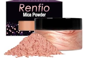 Renfio 100g Mica Powder Pigment, Metallic Natural Dye Mineral Pearl Shimmer Epoxy Resin Dye for Painting Soap Making Slime Bath Bombs 3.5 Oz - Rose Gold