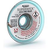 MG Chemicals - 423 Desoldering Braid #1 Fine Braid Super Wick with RMA Flux, 5' Length x 0.025" Width , White