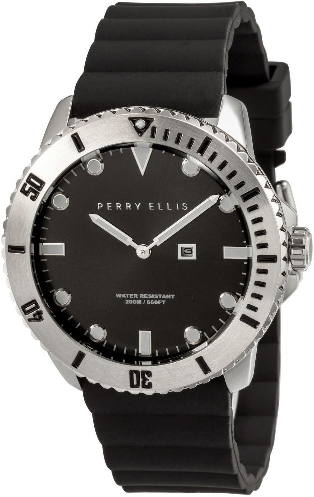 Mens Watch Deep Diver Quartz Luminous Watch with Date Silicone Rubber Band Waterproof Watch