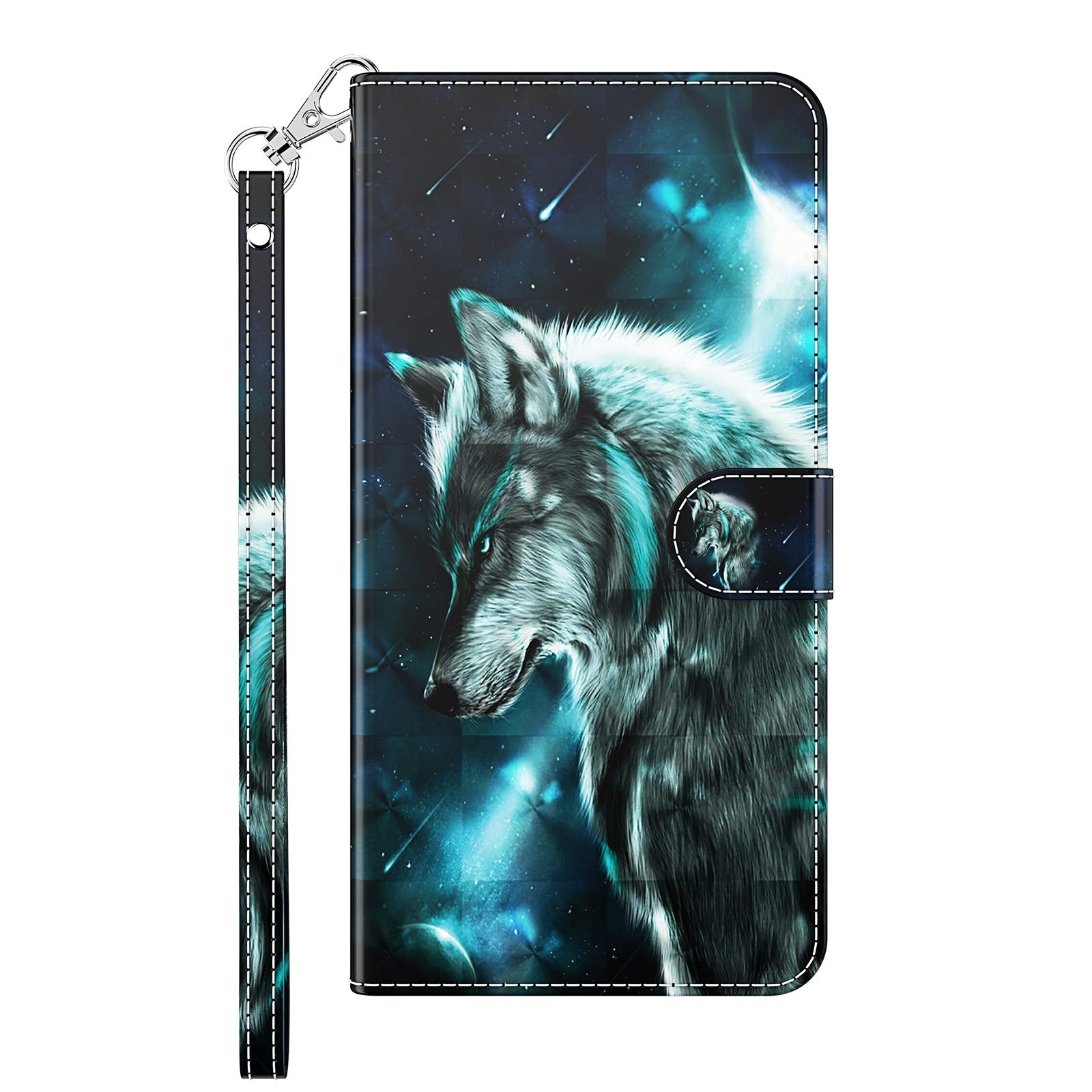 Skyhewen iPhone XR Case, Shockproof 3D PU Leather Wallet Flip Magnetic Closure Viewing Stand Function Notebook Cover for iPhone XR, Grey Wolf