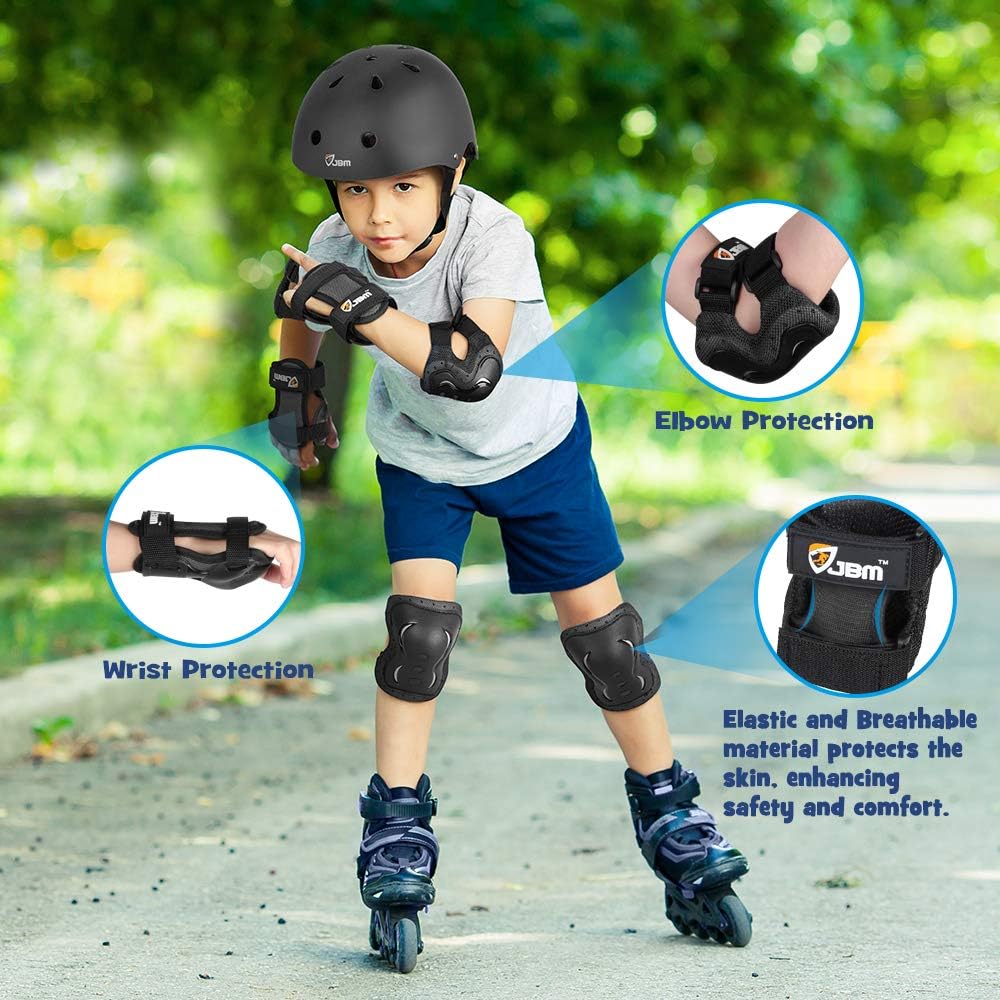 JBM Kids Knee and Elbow Pads with Wrist Guards Protective Gear Set, Impact Resistance for Your Children Outdoor Activities’ Adventure : Sports & Outdoors