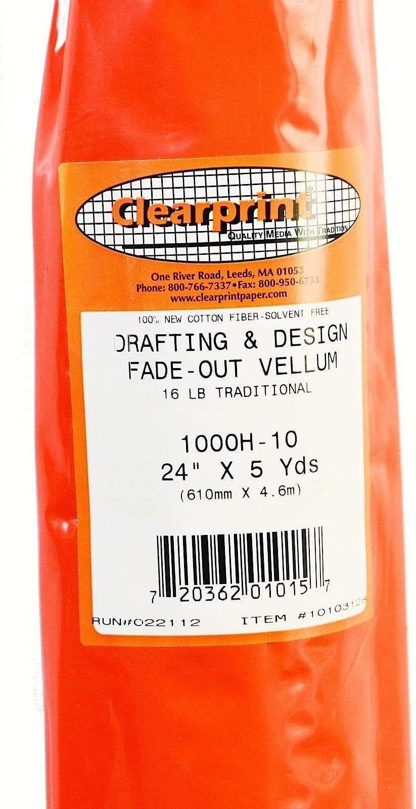 Clearprint36" x 20 Yards 1000H Vellum Roll with 8x8 Fade-Out Grid, 16 lb., 100% Cotton, 1 Each