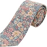 JNJSTELLA Men's Cotton Floral Skinny Necktie Tie
