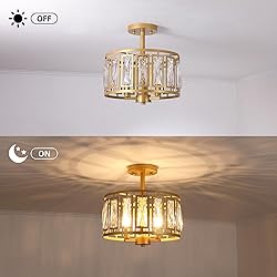 Crystal Ceiling Light Fixture, Modern Semi Flush