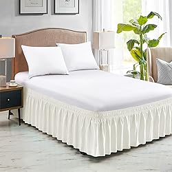 FreshCulture Queen Bed Skirt, Elastic Wrap Around