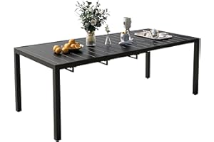 VICLLAX Extendable Patio Dining Table, Outdoor Metal Adjustable Tabletop for 4-8 Persons for Patio Lawn Deck Backyard