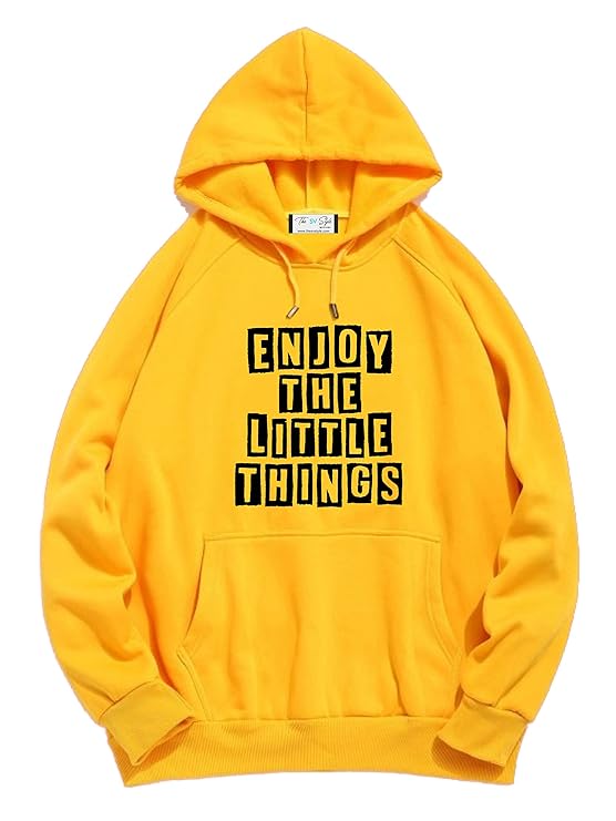 Buy The SV Style Unisex Yellow Hoodie with Black Print Enjoy The