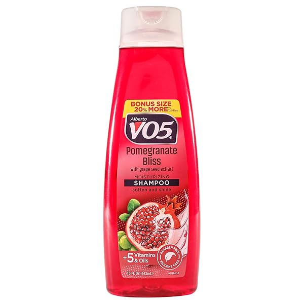 ALBERTO VO5 POMEGRANATE BLISS MOISTURIZING SHAMPOO – HYDRATING SHAMPOO WITH GRAPE SEED EXTRACT – POMEGRANATE SCENT – FIVE OILS AND VITAMINS – 15 OZ