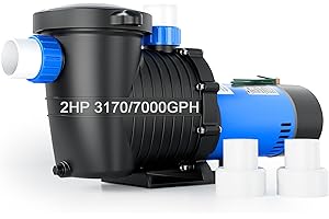 FOTING in/Above Ground Pool Pump, Self Primming Pool Pump High Flow 1.5" & 2" NPT Inlet Connectors, Blue