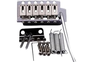 Eddaray Guitar Tremolo Bridge with Zinc Alloy Saddles and Block, String Spacing 10.5MM, Pop-In Vibrato Bar, Complete Install Kit