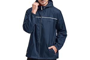SWISSWELL Rain Jacket Men Waterproof Windbreaker, Lightweight Hooded Raincoat for Daily Casual