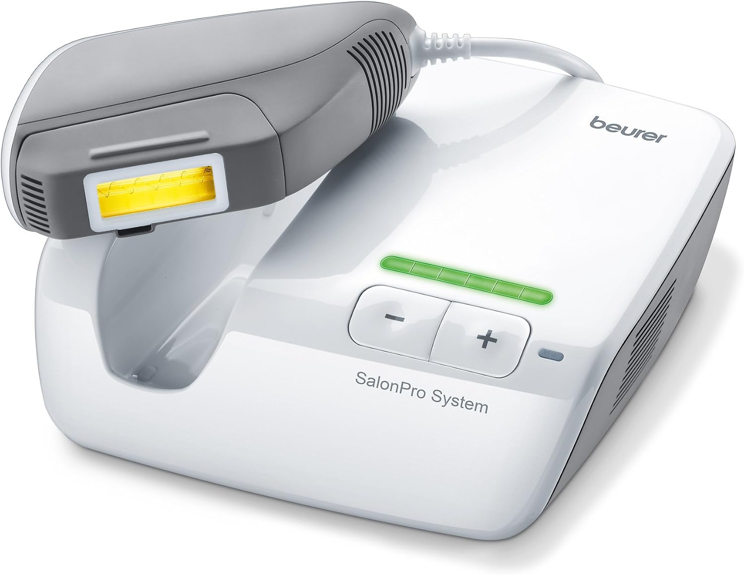 Beurer IPL9000 + - Depiladora de luz, pulsada con base, incluye cartucho de 100.000 pulsaciones, color blanco