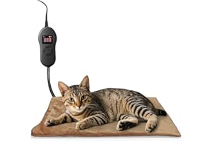 NAMOTEK Pet Heating Pad Adjustable Temperature with Timer, Waterproof Heated Mat with Chew Resistant Cord, Auto Power-Off Electric Indoor Pet Heat Pad for Dogs and Cats