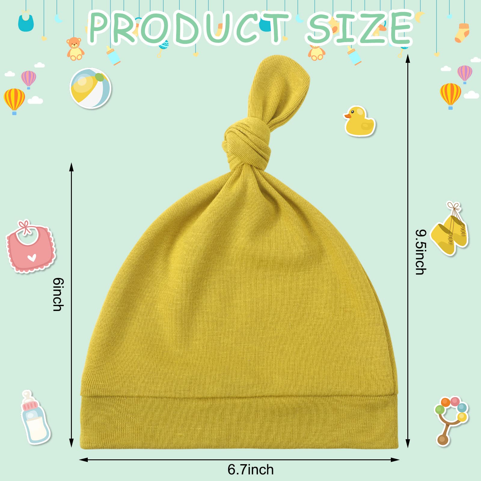 Bonuci 30 Pack Newborn Baby Hats Bulk Knot Beanie Hats Soft for Infant Baby Boys Girls Caps 0-6 Months, Multicolored
