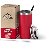 Arctic Tumblers | 20 oz Matte Red Insulated Tumbler with Straw & Cleaner - Retains Temperature up to 24hrs - Non-Spill Splash Proof Lid, Double Wall Vacuum Technology, BPA Free & Built to Last