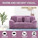 Teynewer Velvet Sofa Cover 2 Seater Purple High Stretch Non Slip Elastic view 2