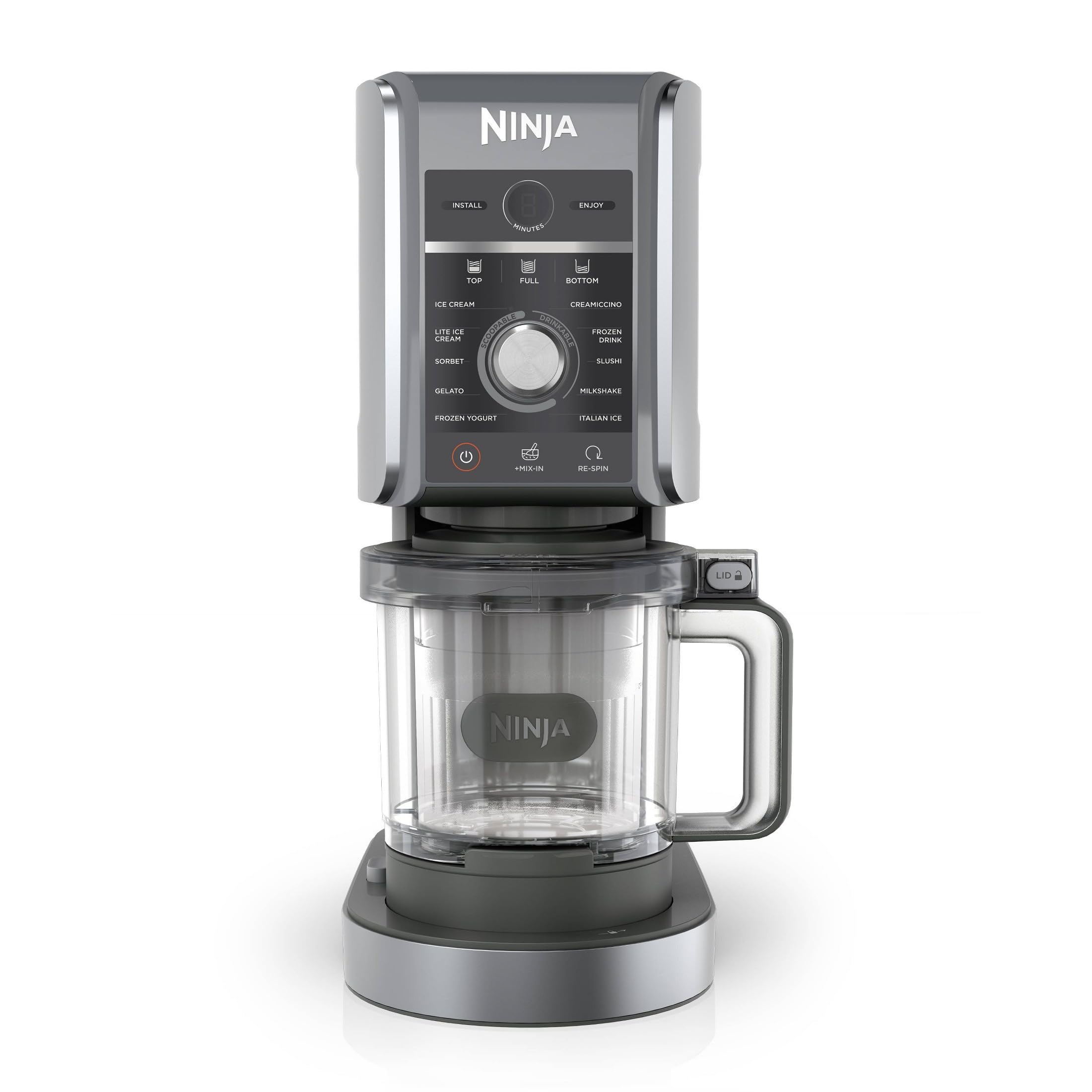 Photo 1 of (PARTS) (MISSING ACCESSORIES) Ninja NC501 CREAMi Deluxe 11-in-1 Ice Cream & Frozen Treat Maker with 2 XL Family Size Pint Containers, Silver (Renewed)