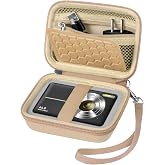 Comecase Digital Camera Case for Kodak PIXPRO FZ45 FZ55 for Travel, Beige | Fits Cameras up to 4.33 x 3.07 x 2.3 in, Pre-Cut Foam, Elastic Strap&amp;Hand Strap, Mesh Pocket for Accessories, Case Only