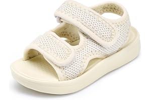 GUAGUA PRINCE Toddler Summer Slide Sandals for Girls and Boys,Mesh Open Toe,Non-Slip Sole, and Adjustable Straps,Baby Walking Shoes for Kids Ages 1-6