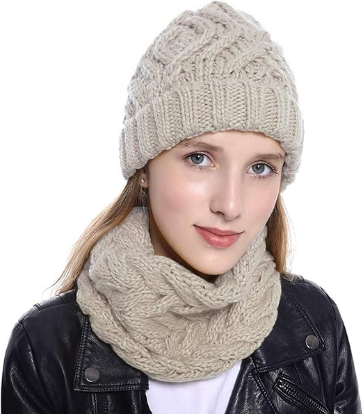 ladies grey hat and scarf set
