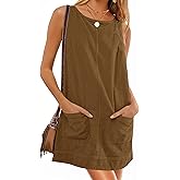OKIFOIR Women's Corduroy Overall Dress A Line Pinafore Overall Skirtall Jumper Fall Dresses 2025 with Pockets