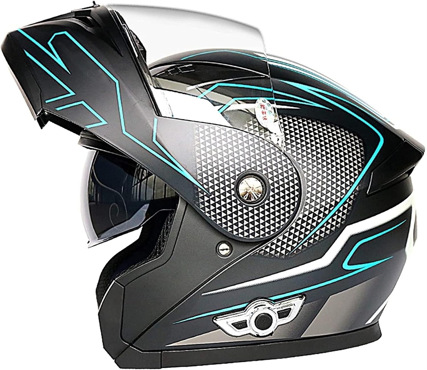 Bluetooth Integrated Modular Flip up Front Motorcycle Helmet, Full Face