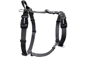 LufeLux Non Restrictive Large Dog Harness, Easy Walk Freedom No Pull Harness, Keep Balance, Lightweight, Neck Buckle, Back and Front Lesh Clips, Every Part is Adjustable for Perft Fit, Black